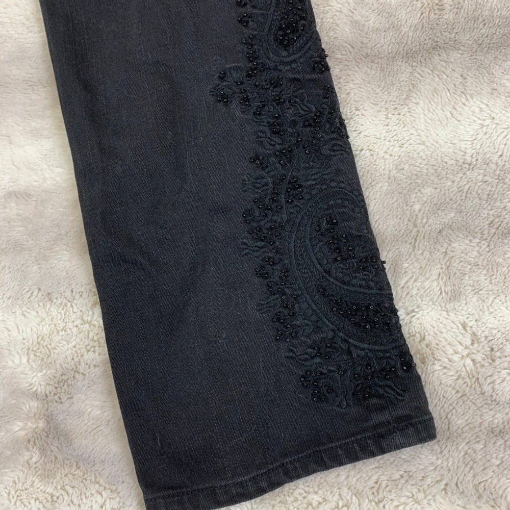 Lauren Ralph Lauren Modern Slim Black Embroidered Beaded Jeans Womens 10 - Picture 13 of 15
